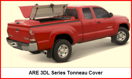 ARE 3DL Series Tonneau Cover with butterfly wing like side opening doors. This tonneau cover also opens from the rear.