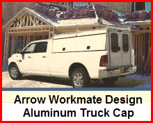 Arrow Workmate Model. Aluminum truck cap / camper shell for heavy duty use.
