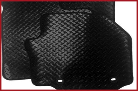Heavy duty checker plate design is used in the Car Mats King Rubber Car Floor Mat product. Notice the grommets used to support your vehicles existing mat retention system.