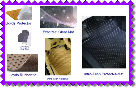 Clear car mats from Lloyd Mats, IntroTech, CoverKing and Exactmats. Hexomats, Protect a Mats, Crystal Clear Car Mats.