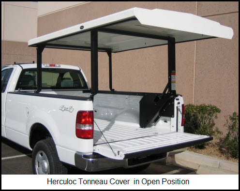 Herculoc Tonneau Cover by Thacker Manufacturing in open position.