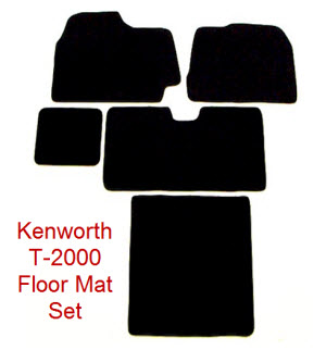 Kenworth T-2000 Floor Mat Set. Carpeted truck floor mats made from nylon carpeting and heavy rubber nibbed backing to prevent slippage.