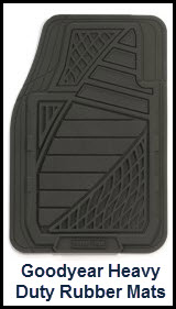 Kraco distributes Goodyear Heavy Duty Rubber Car Floor Mats with nibbed backing, raised heel pads and deep pockets to trap water and dirt.