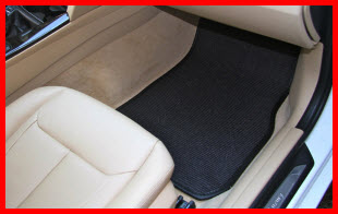 Natural Auto Products Black Sisal Mat in a BMW. Rubber nibbed backing, double stitched heel pads and edging in a quality product that enhances the look and feel of your vehicle.