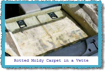 Rotted Moldy Carpet in a Vette. Needs a car carpet replacement kit.