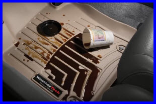 WeatherTech Digital FloorLiner is doing its job - keeping coffee off your vehicles floor.