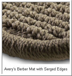 Avery Luxury Touring Berber Carpet Car Automobile Mats magnified view showing serged edges.