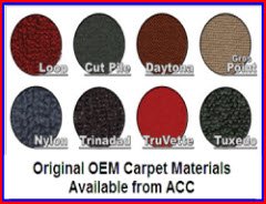 ACC manufactures original style OEM carpeting for cars and pickups dating back to the 1940's. Used by many in the car restoration business.