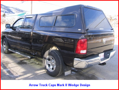 Arrow Truck Caps Mark II Wedge design. Pickup truck canopy.