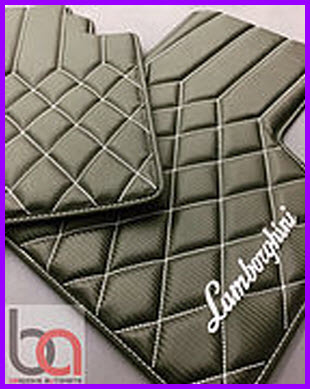 Bespoke AutoMats manufactures hybrid leather (leather blended with PVC) car mats. Notice the mixed diamond and panel design.