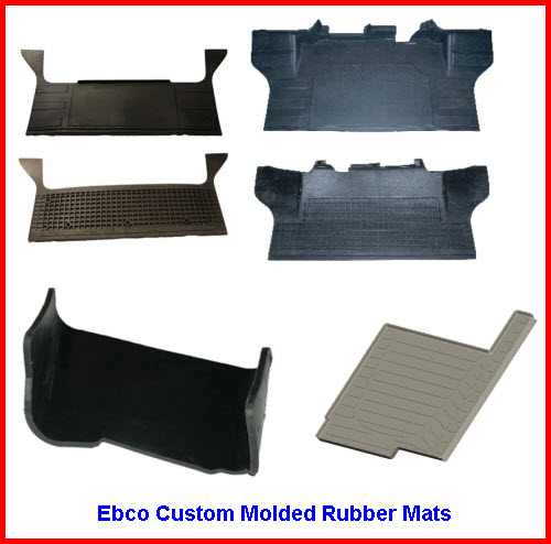 Ebco Rubber Mats usually custom designed in black rubber with optional color logos