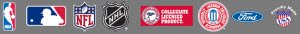 FanMats makes car and truck mats with College, NBA, NHL, MLB, NFL, Military and Ford Logos on them. The mats are made from vinyl, carpet/vinyl or carpeting with the appropriate logo.