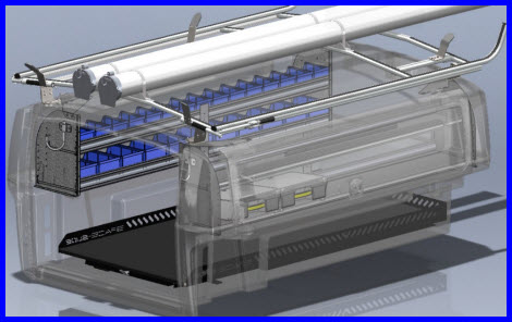 A drawing of the SpaceKap Compak 8Ft Model modified for use by plumbers or electricians.