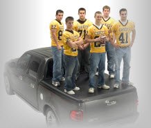 Undercover Tonneau Covers is demonstrating how six football players can stand on top of their tonno!!!